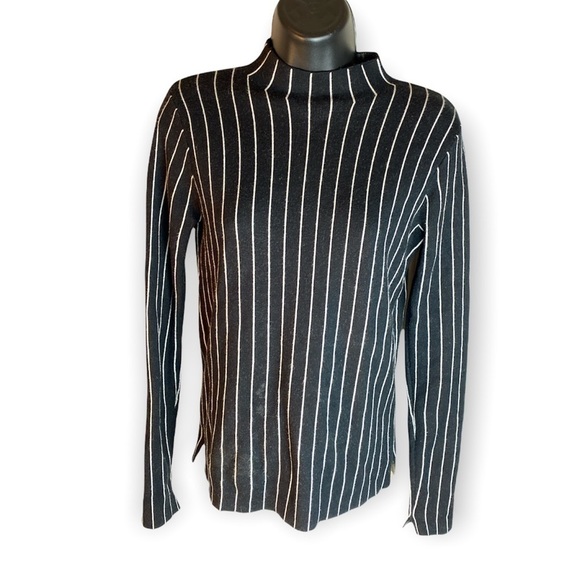 Zara Knit Striped Mock Neck Sweater Women's Small - Picture 1 of 10